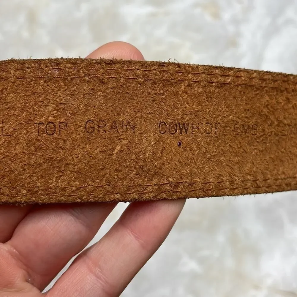 Vintage 80’s cowhide with croco grain octagonal buckle belt